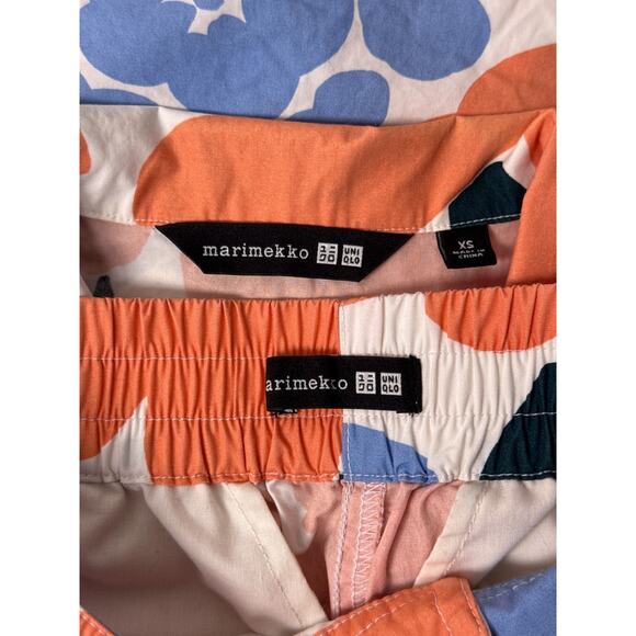 Marimekko Uniqlo Pant Set XS / S Womens Floral Print Button Top Straight Leg - Picture 12 of 13